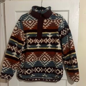 Brown and Blue Zip Up Jacket